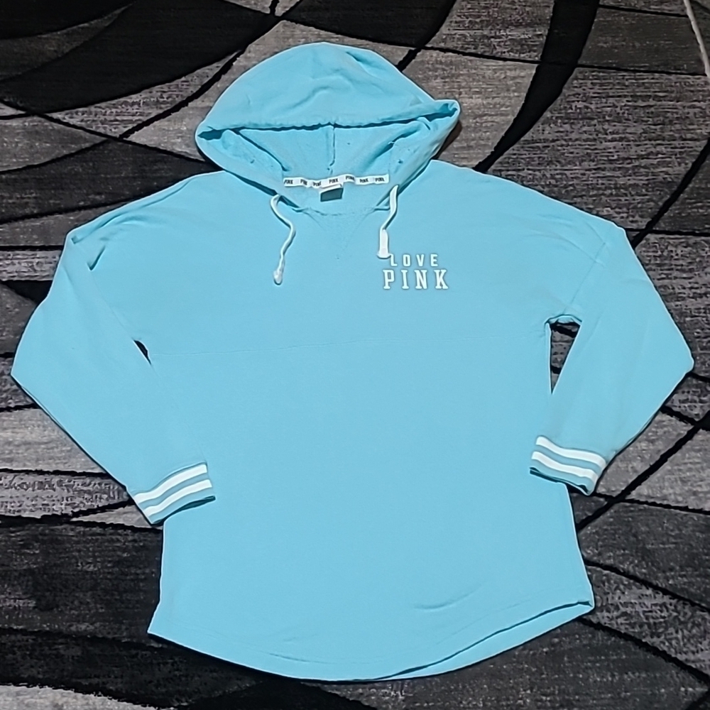 VS PINK 2014 Campus Logo Drawstring Pull-over Hoodie Shirt